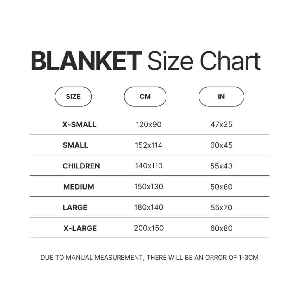 Blanket Size Chart - Haikyuu Stuff